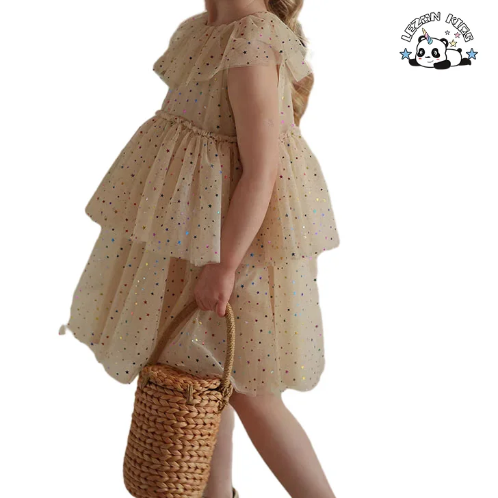 LEZONKIDS - Best New Product of 2024 colorful small star printing tutu cake dress girls dresses 2-12 children clothing